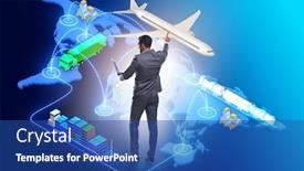  Presentation with global logistics - Slide deck having global-logistics-concept-with-businessman background and a ocean colored foreground