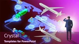  Presentation with global logistics - Cool new slide deck with global-logistics-concept-with-businessman backdrop and a wine colored foreground