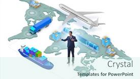  Presentation with global logistics - Audience pleasing presentation design consisting of global-logistics-concept-with-businessman backdrop and a cool aqua colored foreground