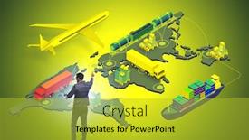  Presentation with global logistics - Presentation theme featuring global-logistics-concept-with-businessman background and a yellow colored foreground