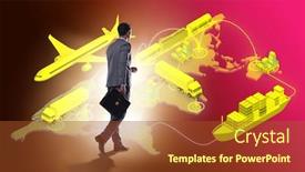  Presentation with global logistics - Slide deck with global-logistics-concept-with-businessman background and a tawny brown colored foreground