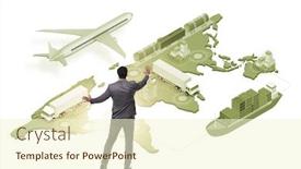  Presentation with global - PPT theme featuring global-logistics-concept-with-businessman background and a cream colored foreground