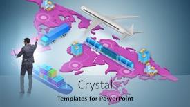  Presentation with global logistics - Slide set with global-logistics-concept-with-businessman background and a light blue colored foreground