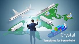  Presentation with global logistics - Beautiful slides featuring global-logistics-concept-with-businessman backdrop and a teal colored foreground