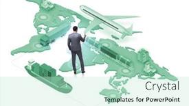  Presentation with global logistics - Beautiful slides featuring global-logistics-concept-with-businessman backdrop and a soft green colored foreground
