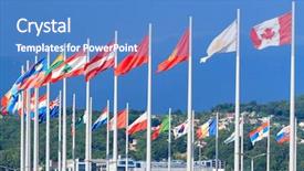  Presentation with world flags - Theme enhanced with global map - flags of the world background and a teal colored foreground