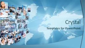  Presentation with business networking - PPT theme consisting of world map banner - business networking college globalization background and a sky blue colored foreground