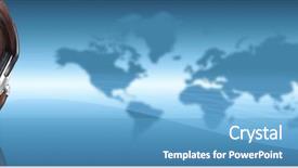  Presentation with call center reporting - Slide deck having computer comunication - call center operator woman background and a teal colored foreground