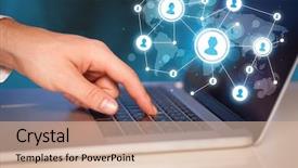  Presentation with global laptop - Colorful PPT layouts enhanced with global marketing - close up of hand backdrop and a lemonade colored foreground