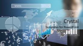  Presentation with touch screen - Slides with global marketing - touch screen financial symbols coming background and a light blue colored foreground