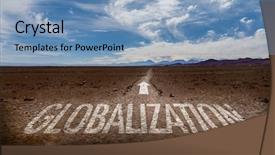  Presentation with free globalization - Theme with global marketing free - globalization written on desert road background and a light blue colored foreground