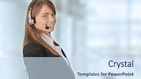  Presentation with marketing - Slides with global marketing free - young beautiful woman call center background and a sky blue colored foreground