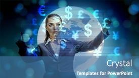  Presentation with money transfer - Presentation theme featuring global-money-transfer-and-exchange background and a teal colored foreground