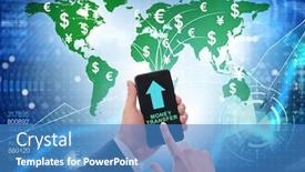  Presentation with money transfer - Presentation theme with global-money-transfer-and-exchange background and a teal colored foreground