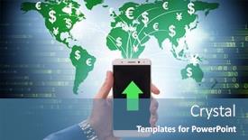  Presentation with money transfer - Colorful presentation theme enhanced with global-money-transfer-and-exchange backdrop and a teal colored foreground