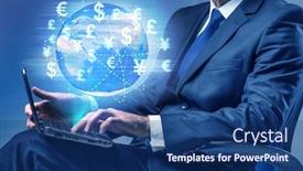  Presentation with transfer - Slide set featuring global-money-transfer-and-exchange background and a ocean colored foreground