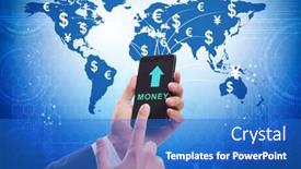  Presentation with transfer - Presentation with global-money-transfer-and-exchange background and a cobalt blue colored foreground