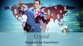  Presentation with money transfer - PPT theme featuring global-money-transfer-and-exchange background and a light blue colored foreground