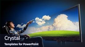  Presentation with global - Presentation design enhanced with global music - young man in armchair background and a wine colored foreground