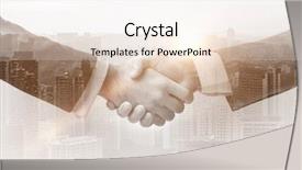  Presentation with handshake - PPT layouts featuring global negotiation - concept of cooperation with handshake background and a  colored foreground