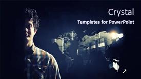  Presentation with media image - Theme consisting of global-network-image-mixed-media background and a navy blue colored foreground