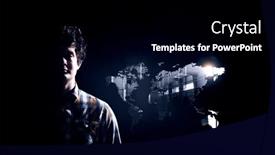  Presentation with media image - Cool new PPT theme with global-network-image-mixed-media backdrop and a black colored foreground