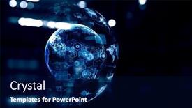  Presentation with media image - Presentation theme with global-network-image-mixed-media background and a navy blue colored foreground