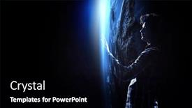  Presentation with media image - Presentation design with global-network-image-mixed-media background and a black colored foreground