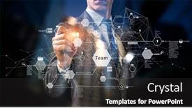  Presentation with business networking - Colorful presentation design enhanced with global networking as concept of modern technology and business backdrop and a dark gray colored foreground