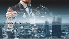  Presentation with business networking - Amazing theme having global-networking-as-concept backdrop and a light blue colored foreground