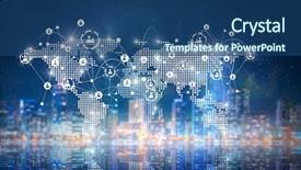  Presentation with business networking - PPT theme enhanced with global networking business background and a ocean colored foreground