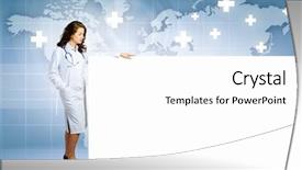  Presentation with worried young female college student - PPT layouts having global nursing - image of young female doctor background and a  colored foreground