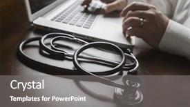  Presentation with medical desk - Slides enhanced with global nursing - medical stethoscope resting on desk background and a gray colored foreground