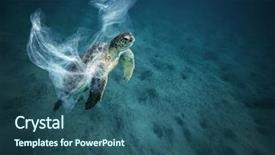  Presentation with plastic bag - Amazing slide set having captioning - underwater concept of global problem backdrop and a ocean colored foreground