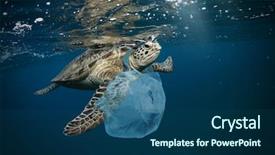  Presentation with plastic bag - Presentation design consisting of rubbish floating in the ocean background and a ocean colored foreground