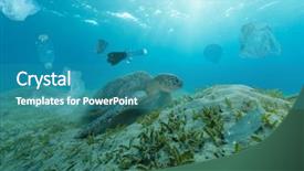  Presentation with plastic bag - Colorful presentation design enhanced with captioning - underwater concept of global problem backdrop and a teal colored foreground