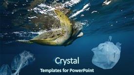  Presentation with plastic bag - Presentation design featuring captioning - underwater concept of global problem background and a ocean colored foreground