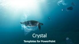  Presentation with plastic bag - Slide set enhanced with captioning - underwater concept of global problem background and a ocean colored foreground