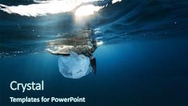  Presentation with plastic bag - Presentation theme consisting of captioning - underwater concept of global problem background and a ocean colored foreground