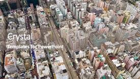  Presentation with hong kong - Beautiful PPT theme featuring global real estate - aerial view of hong kong backdrop and a gray colored foreground