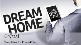  Presentation with home based business - Presentation design featuring global real estate - business man with the text background and a light gray colored foreground