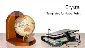  Presentation with globe - PPT layouts consisting of global school - articles of office are background and a  colored foreground