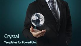  Presentation with cutout paper people standing around globe holding hands - Presentation theme consisting of global security - holding a glowing earth globe background and a wine colored foreground