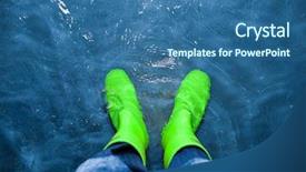  Presentation with water drop green planet - Presentation theme having global shoes - green rubber boots background and a  colored foreground
