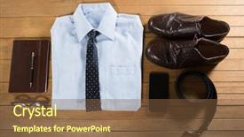  Presentation with chernobyl nuclear power plant view - PPT theme having global shoes - overhead view of folded shirt background and a  colored foreground