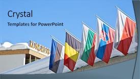  Presentation with social issues - PPT theme consisting of global social issues - kongress house in davos switzerland background and a light blue colored foreground