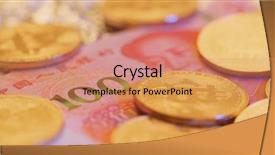  Presentation with money bitcoin crypto currency gold - Presentation having global spinning - bitcoin and rmb background and a coral colored foreground