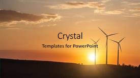  Presentation with wind turbines - Amazing presentation theme having global spinning - photo of wind generator turbines backdrop and a yellow colored foreground
