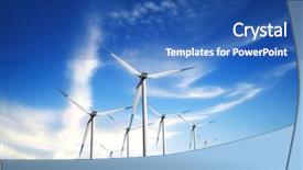  Presentation with blue global - PPT theme having global spinning - power on blue sky background and a ocean colored foreground