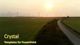  Presentation with wind turbines - Amazing PPT layouts having global spinning - silhouette of wind farm turbines backdrop and a wine colored foreground